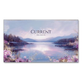 Serene Lake Pink Floral Gold Sparkle Magnetiska Visitkort