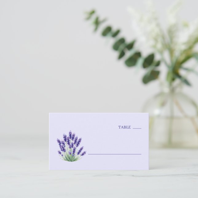 Serene Lavender Botanical Illustration Placeringskort (Stående Fram)