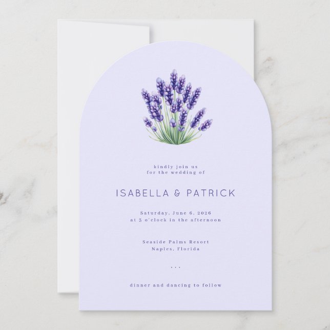 Serene Lavender Floral Wedding Invitation Inbjudningar (Framsida)