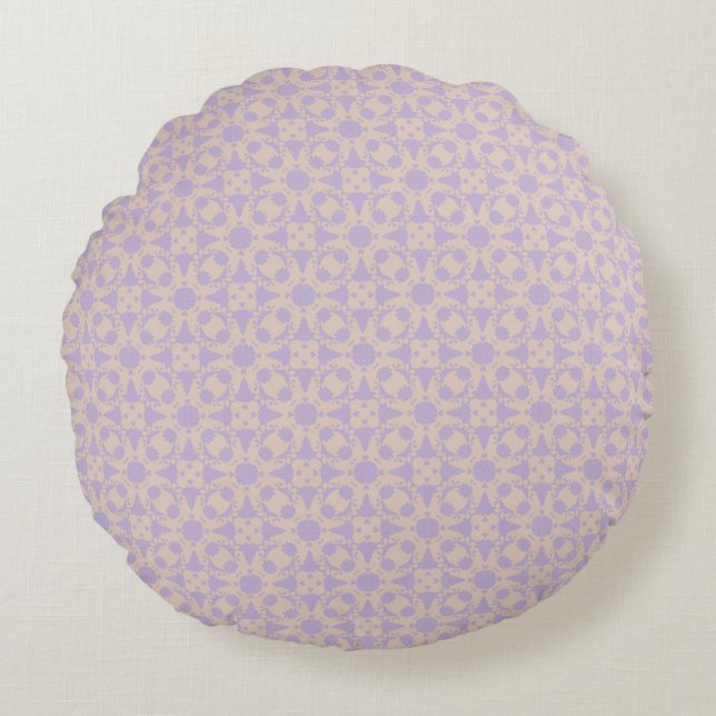 Serene Lavender Mosaic Round Pillow Rund Kudde (Framsidan)