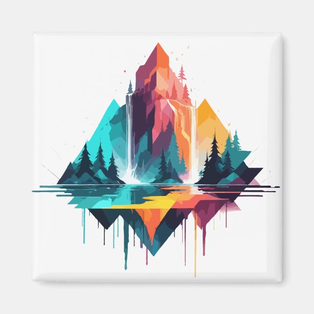 Serene Ligcape Lugn Tranquil Nature Mountains Magnet (Framsidan)