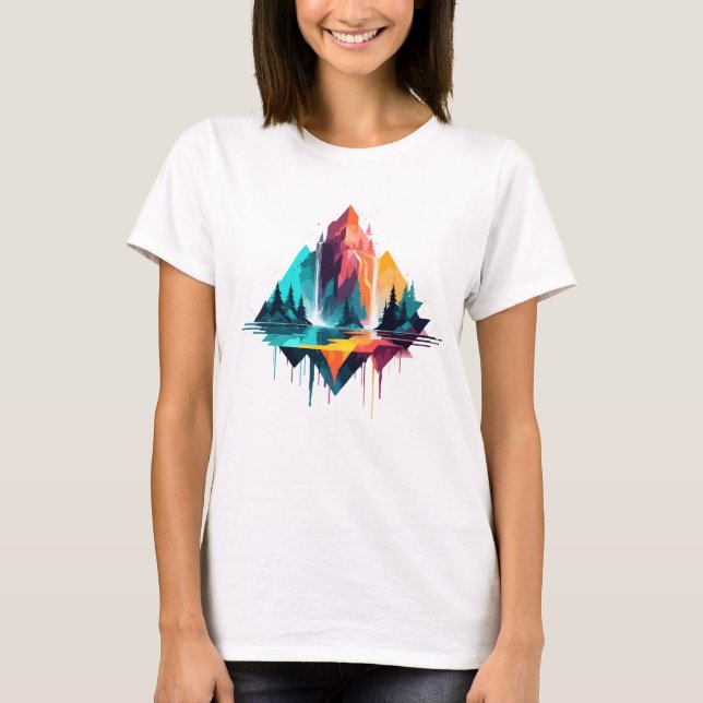 Serene Ligcape Lugn Tranquil Nature Mountains T Shirt (Framsida)