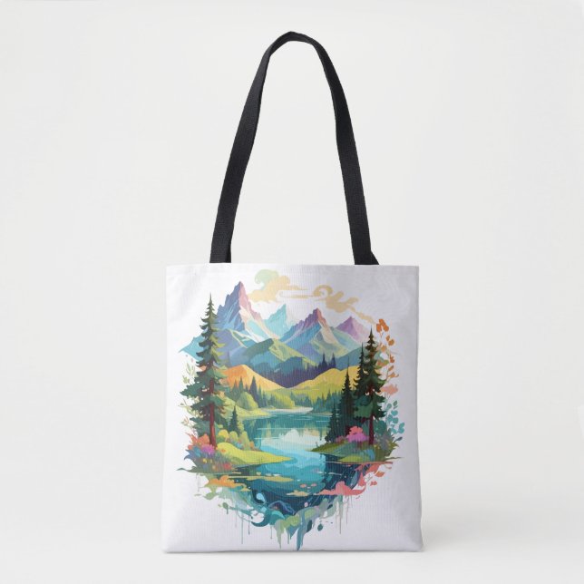 Serene Ligcape Lugn Tranquil Nature Mountains Tygkasse (Framsida)