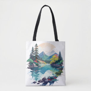 Serene Liggande Lugn Tranquil Natur utomhus Art Tygkasse