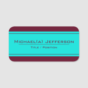 Serene Light Blue & Elegant Bordeaux Mörk Red Namnbricka