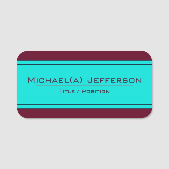 Serene Light Blue & Elegant Bordeaux Mörk Red Namnbricka (Framsida)