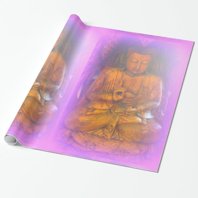 serene lila aura sitta buddha-emballering papper presentpapper (Utrullad)