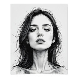 Serene Line Porträtt Perfect Poster