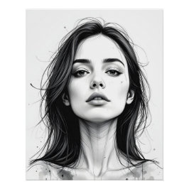 Serene Line Porträtt Perfect Poster