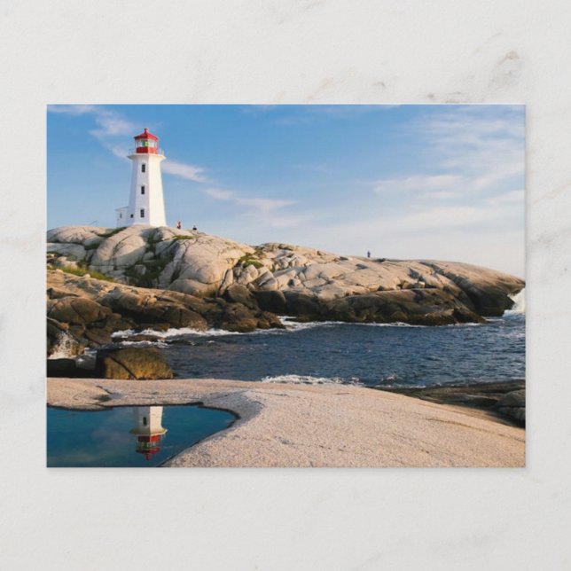 Serene Louisbourg Lighthouse Nova Scotia Postcard Vykort (Framsida)