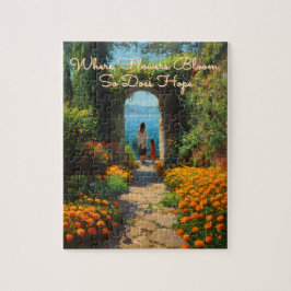Serene Marigolds Path to the Sea Art Pussel
