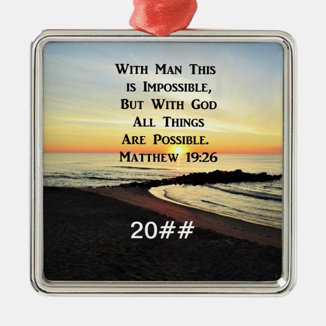 SERENE MATTHEW 19:26 SUNRISE SCRIPTURE JULGRANSPRYDNAD METALL (Framsidan)