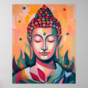 Serene Meditating Buddha Abstrakt Artwork Poster