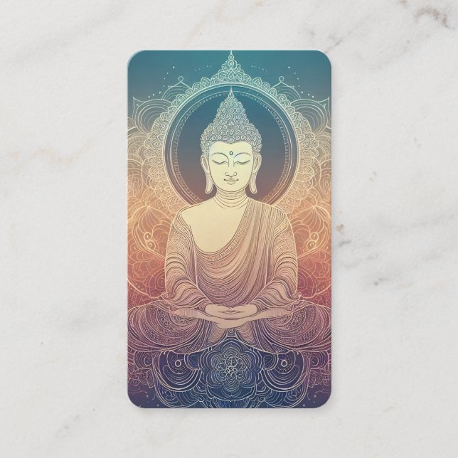Serene Meditating Buddha Mandala  - Spiritu Visitkort (Framsida)