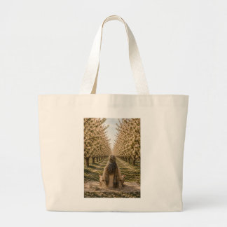 Serene Meditation Blooming Orchard Floral Tote Bag Jumbo Tygkasse