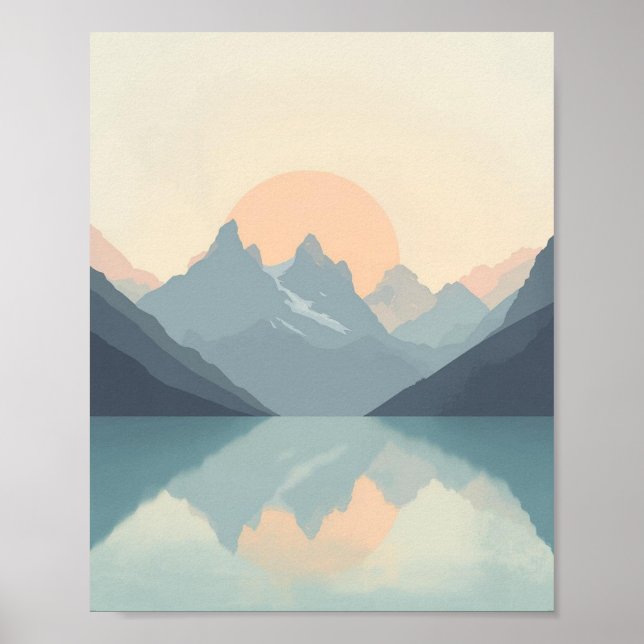 Serene Minimalist Mountain Sunset Poster (Framsidan)