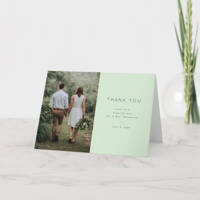 Serene Mint Green Minimalist Photo Tack Kort (Framsida)