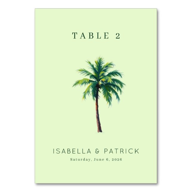 Serene Mint Tropical Palm Tree Bordsnummer (Framsidan)
