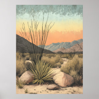 Serene Mojave Sunrise: California Desert Art Print Poster