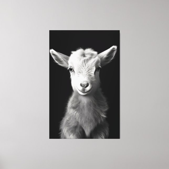 Serene Monochromatic Baby Goat Porträtt Canvastryck (Framsida)