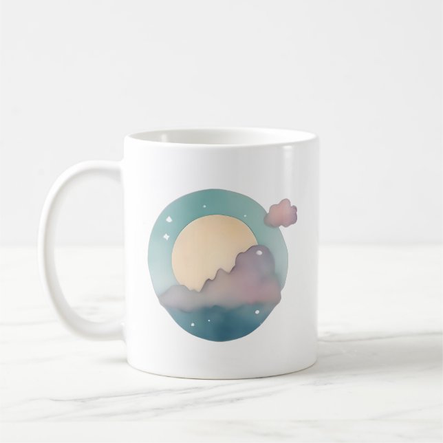 Serene Moonlit Dreamscape Kaffemugg (Vänster)