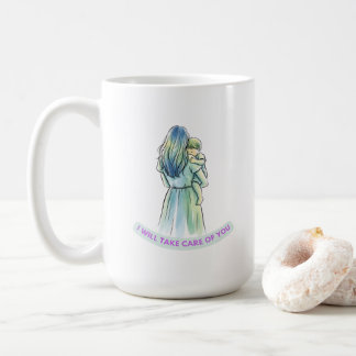 Serene Mor & Child Watercolor Embrace T-Shirt Kaffemugg