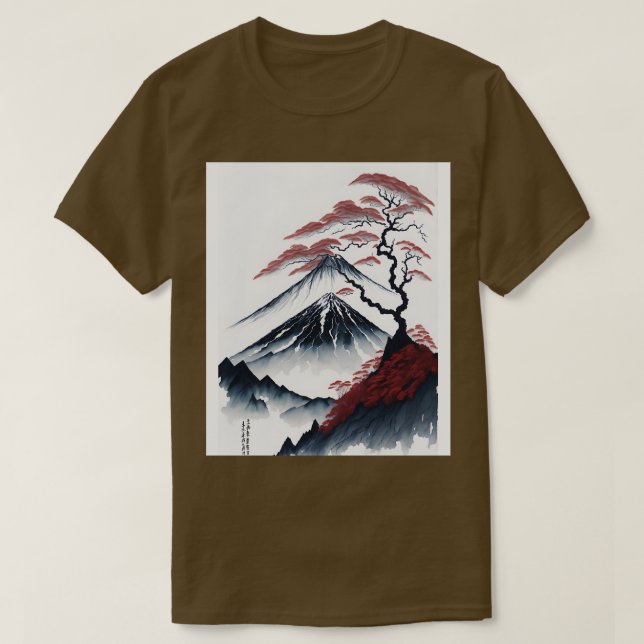 Serene Mount Fuji Sunset Peacnice River Scenery 2 T Shirt (Design framsida)