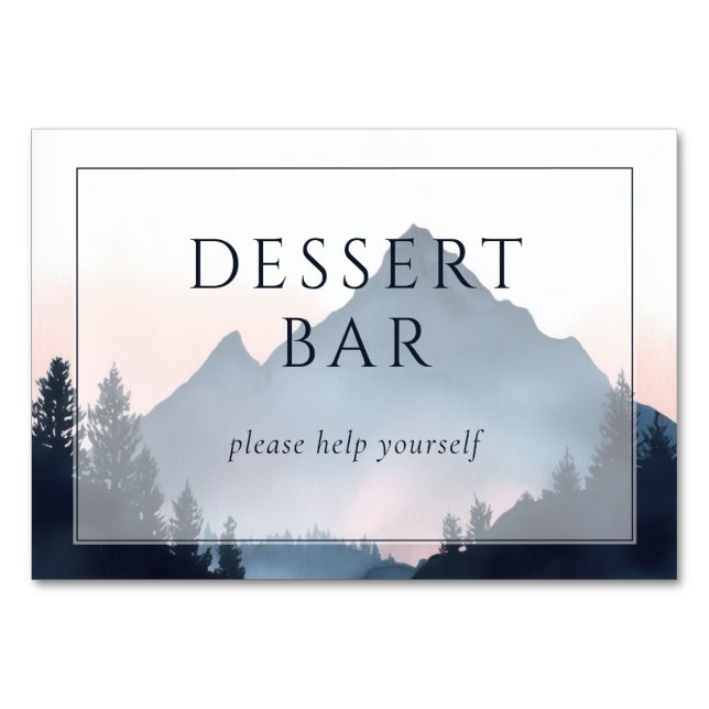 Serene Mountain Dessert Bar Invitation Bordsnummer (Framsidan)