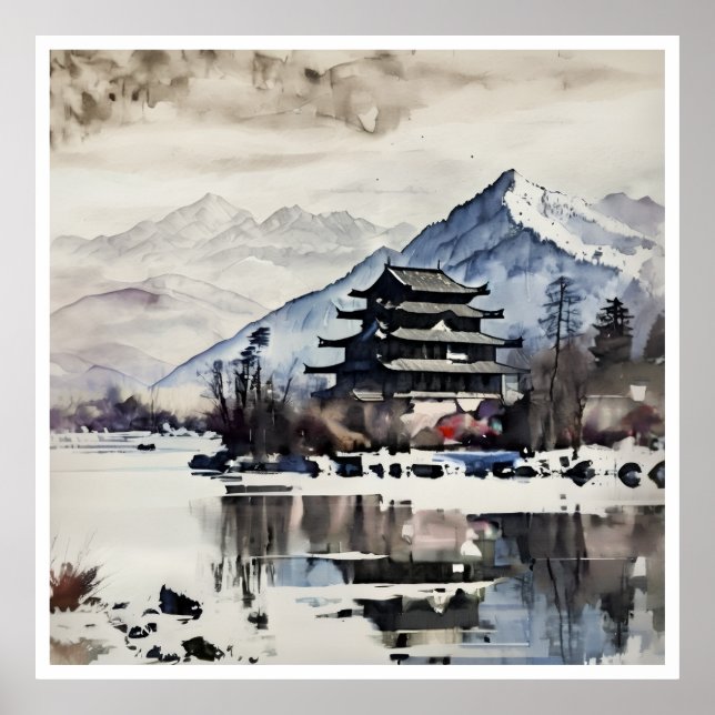 Serene Mountain Pagoda, winter poster (Framsidan)