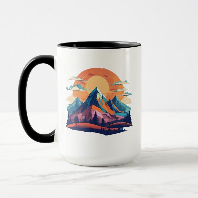 Serene Mountain Scene Combo Mugg - 15 oz (Vänster)