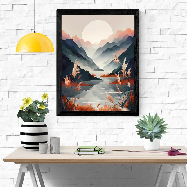 Serene Mountain Sjö Sunset Poster (Skapare uppladdad)