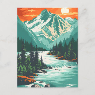 Serene Mountain Stream Art Vykort