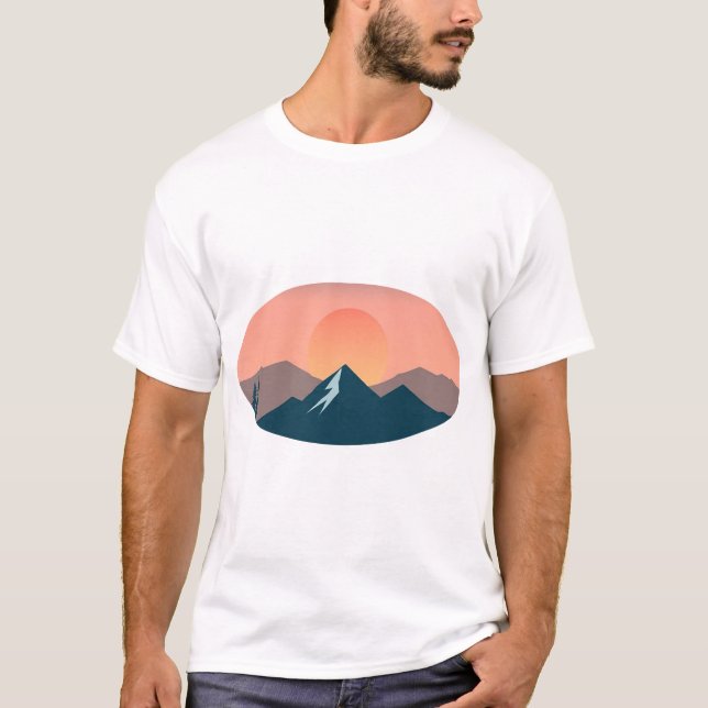 Serene Mountain Sunset  T Shirt (Framsida)