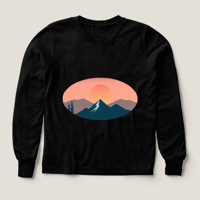Serene Mountain Sunset  T Shirt (Design framsida)