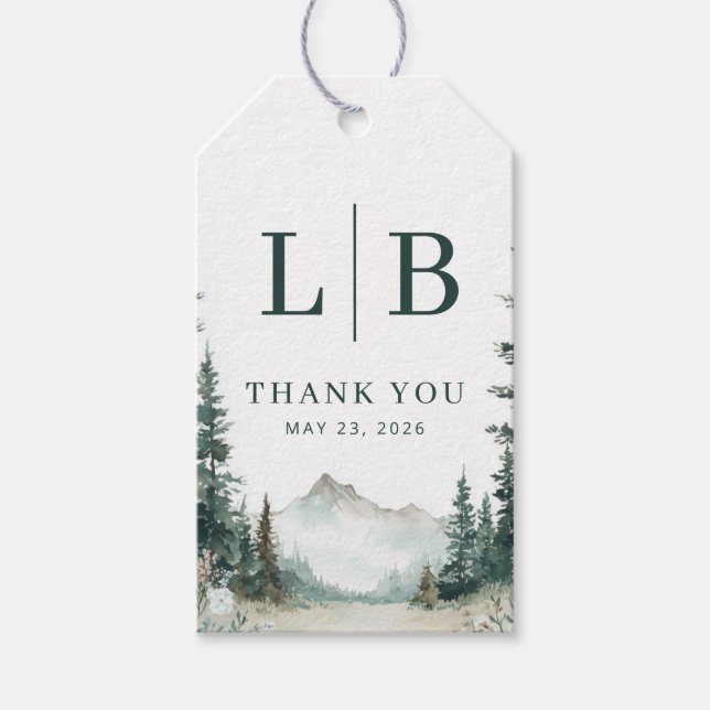 Serene Mountain Wedding Presentetikett (Framsidan)