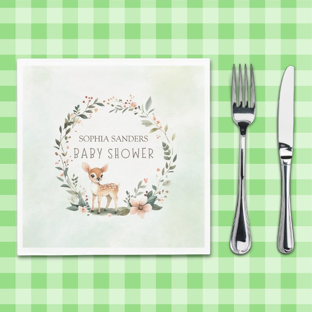 Serene Nature Deer Baby Shower Pappersservett (Skapare uppladdad)