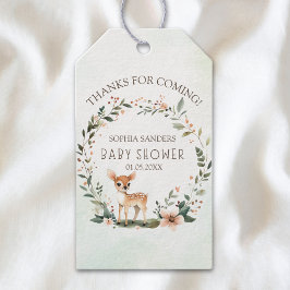 Serene Nature Deer Baby Shower Presentetikett
