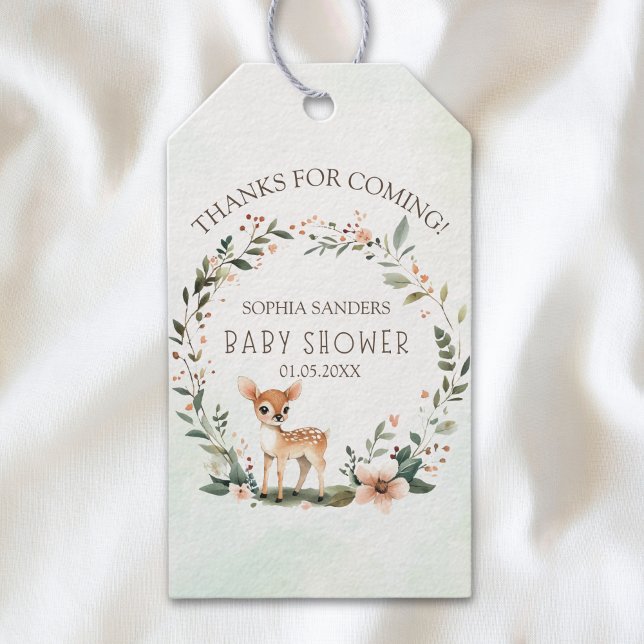 Serene Nature Deer Baby Shower Presentetikett (Skapare uppladdad)