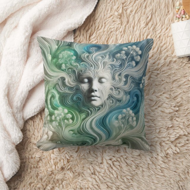 Serene Nature Flow - Dreamlike Abstract Design Kudde (Filt)