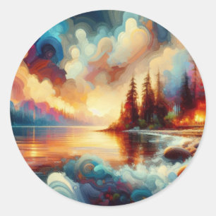 Serene Nature: Handmade Artistry Runt Klistermärke