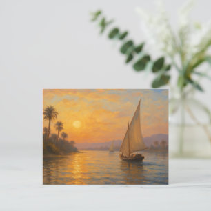 Serene Nile Journey Golden Egyptian Postcard Vykort
