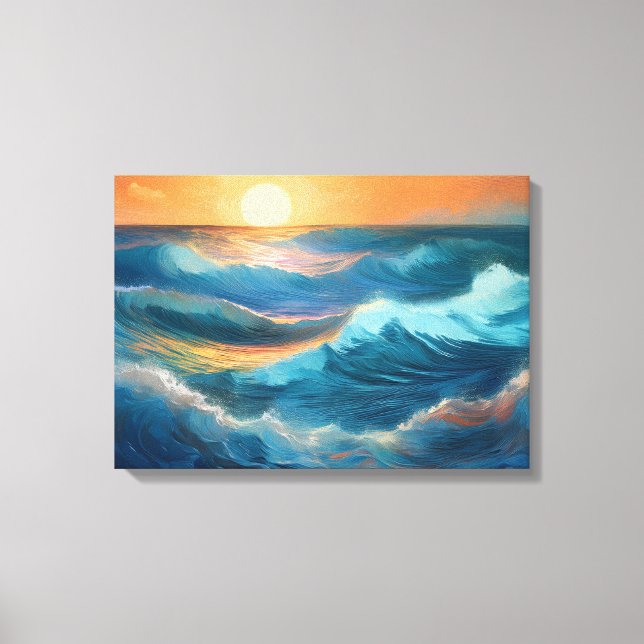 Serene Ocean Vågar vid Sunrise Canvastryck (Framsida)