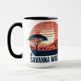 Serene Orange Retro Giraffe Savanna Wilds Mugg