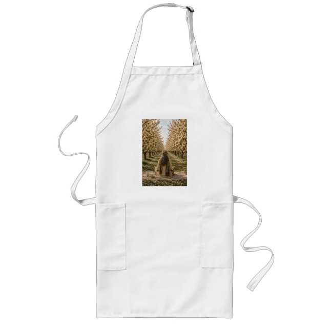Serene Orchard Apron | Romantic Countryside Nature Långt Förkläde (Framsidan)