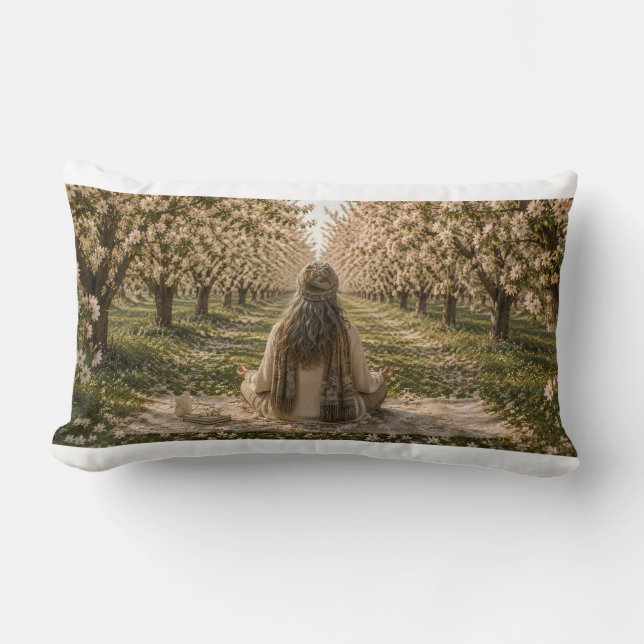 Serene Orchard Pillow | Romantic Blossoming Trees  Lumbarkudde (Framsida)