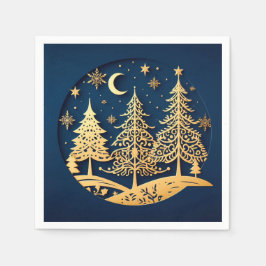 Serene Papercut Pines – Moonlit Forest Pappersservett