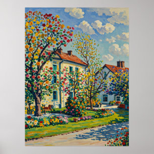 Serene Park Scene i Tidigt Vår Poster