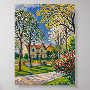 Serene Park Scene i Tidigt Vår Poster