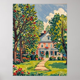 Serene Park Scene i Tidigt Vår Poster