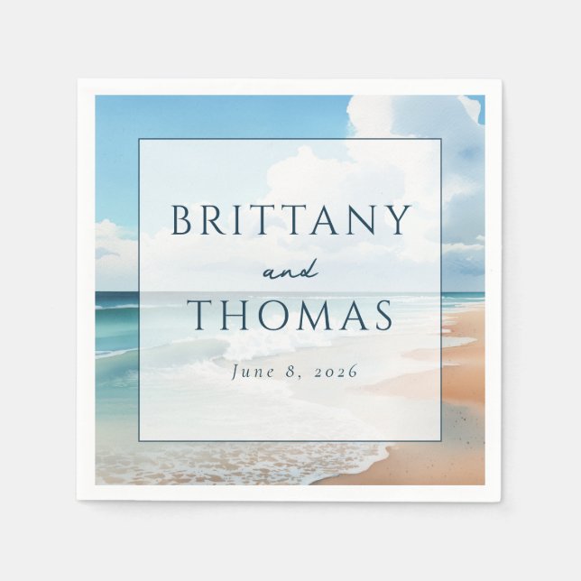 Serene Pastel Beach Waves Pappersservett (Framsidan)